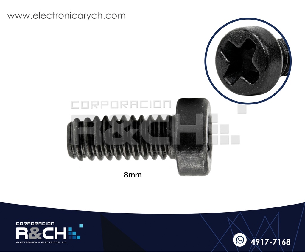 TOR-N28 Tornillo M2x8mm Plastico Negro