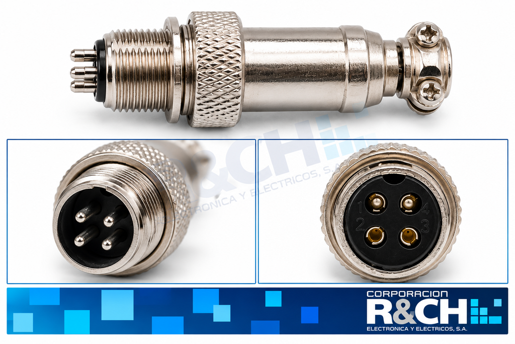 CN-GX12-4 Conector GX12 4 Pin Macho y Hembra