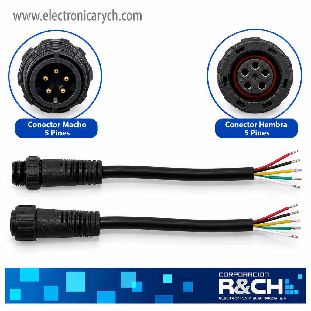CN-M125C5 Conector con Cable  M12 Hembra y Macho 5 Pin