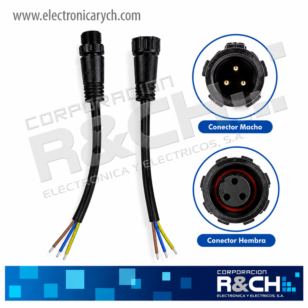 CN-M123C5 Conector con Cable  M12 Hembra y Macho 3 Pin
