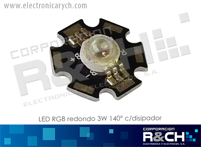 LD-P3WRGB LED RGB redondo 3W 140º c/disipador