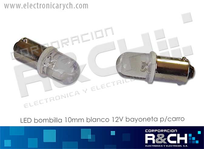 BO-332WH LED bombilla 10mm blanco 12V bayoneta p/carro