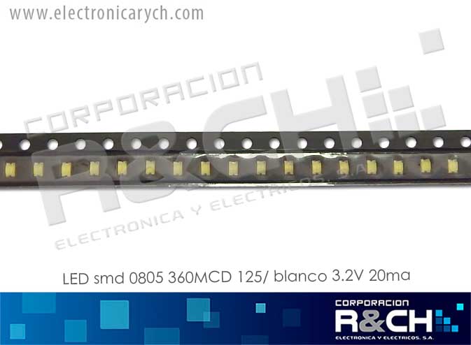 LD-0805B LED smd 0805 360MCD 125° blanco 3.2V 20ma