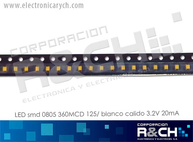 LD-0805BC LED smd 0805 360MCD 125° blanco calido 3.2V 20mA