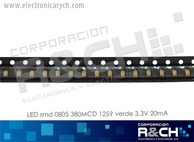 LD-0805V LED smd 0805 380MCD 125° verde 3.3V 20mA