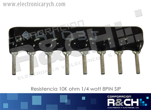 [RX-10KS] RX-10KS resistencia 10K ohm 1/4 watt 8PIN SIP