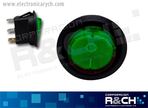 [SW-82G-12V] SW-82G-12V switch 1P1T redondo c/luz verde 20A 12VDC