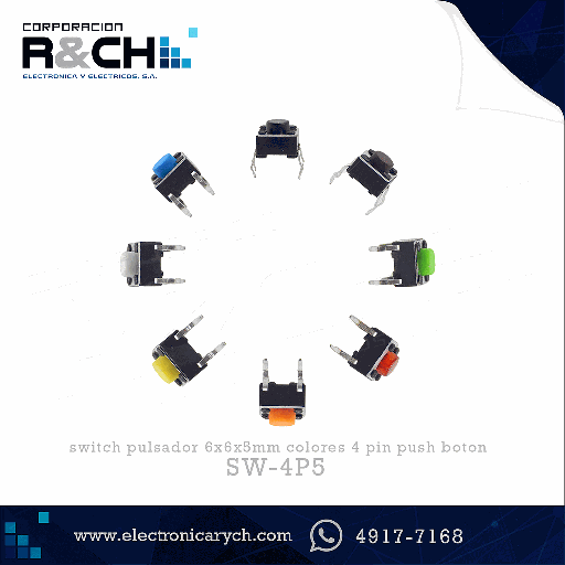 [SW-4P5] SW-4P5 switch pulsador 6x6x5mm colores 4 pin push boton