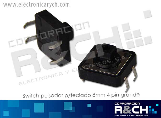 SW-718 switch pulsador p/teclado 12x12x8mm 4 pin grande