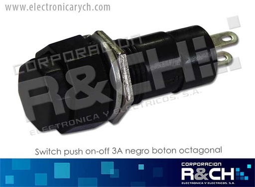 [SW-14AB] SW-14AB switch push on-off 3A negro boton octagonal