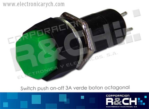 [SW-14A-G] SW-14A-G switch push on-off 3A verde boton octagonal