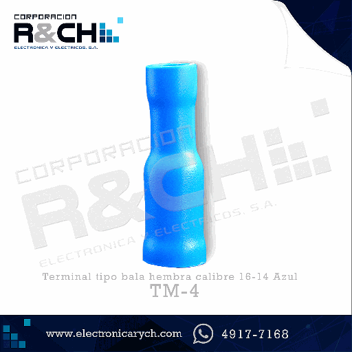 [TM-4] TM-4 Terminal tipo bala hembra azul calibre 16-14