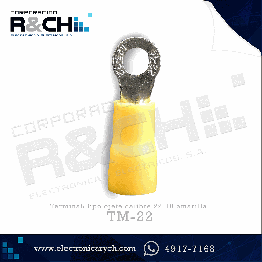 [TM-22] TM-22 Terminal tipo ojete calibre 22-18 amarilla