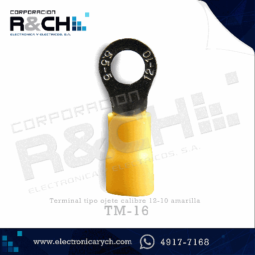 [TM-16] TM-16 Terminal tipo ojete calibre 12-10 amarilla