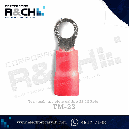 [TM-23] TM-23 terminal tipo ojete calibre 22-18 No.8