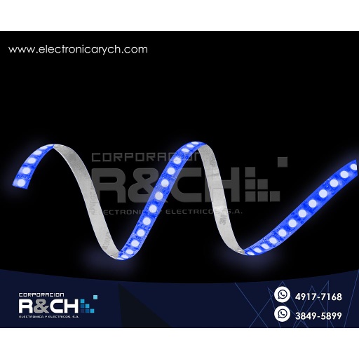 [LD-3528AZ] LD-3528AZ tira de LED azul c-adhesivo 5m 12V 2A p/interior 1 metro