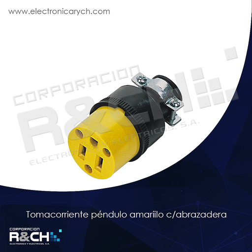 [60-E19-2] 60-E19-2 tomacorriente pendulo amariilo c/abrazadera