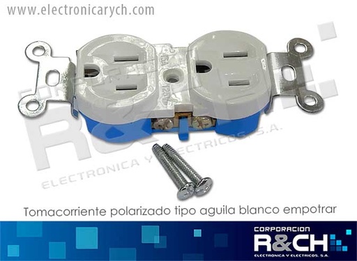 [60-R02-W] 60-R02-W tomacorriente polarizado tipo aguila blanco empotrar