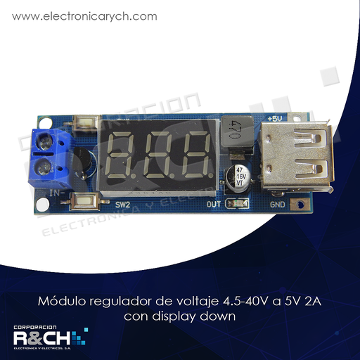 [MD-DC52] MD-DC52 Modulo regulador de voltaje 4.5-40V a 5V 2A con display down