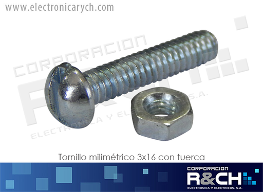 [TOR16] TOR16 tornillo milimetrico 16mm largo con tuerca