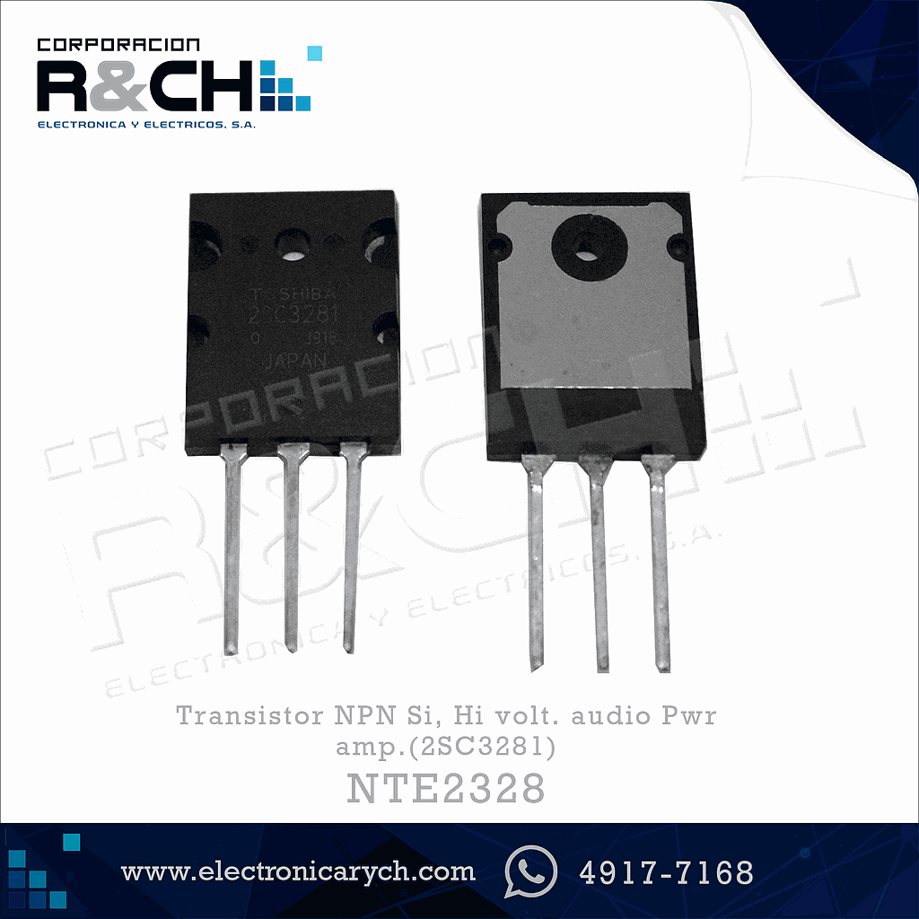 NTE2328 transistor NPN Si, Hi volt. audio Pwr amp.(2SC3281)