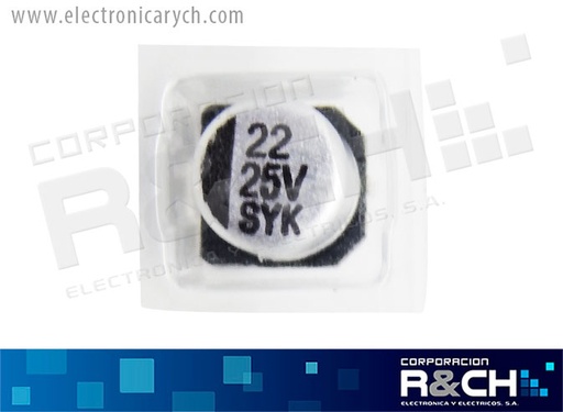 [FE-SMD22UF/25] FE-SMD22UF/25 filtro electrolítico aluminio  22uF 25V SMD