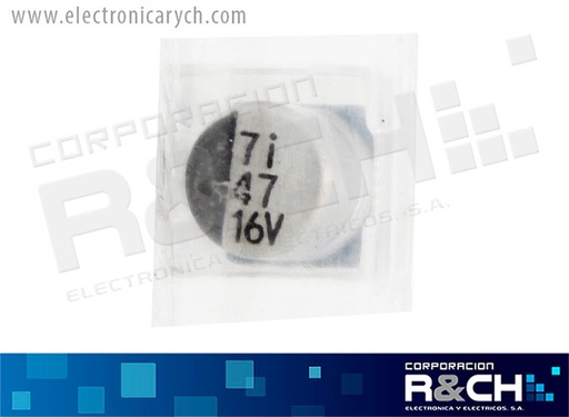 [FE-SMD47UF/16] FE-SMD47UF/16 filtro electrolítico aluminio  47uF 16V SMD