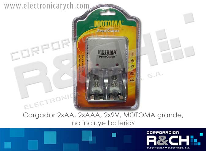 BC-2091 cargador 2xAA, 2xAAA, 2x9V, MOTOMA grande no incluye baterias