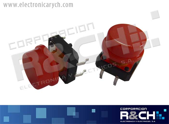 SW-718R switch pulsador 12x12x7.3mm 4 pin rojo p/teclado