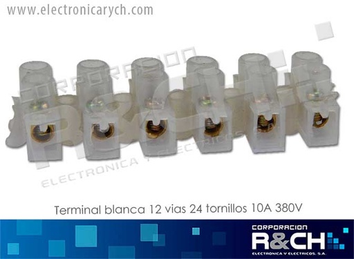 [TB-1012] TB-1012 Terminal Blanca 12 vias 24 Tornillos 10A 380V