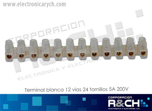 [TB-0512] TB-0512 Terminal Blanca 12 vias 24 Tornillos 5A 200V