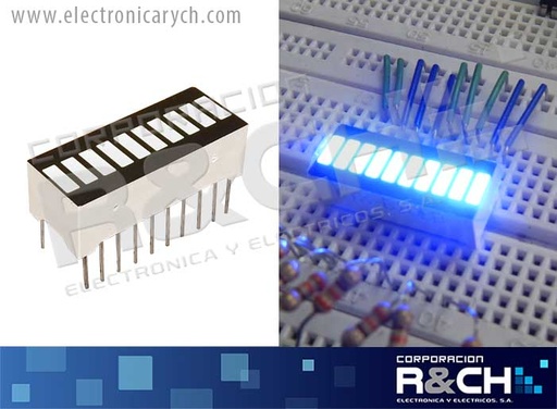 [LD-KYXB10BB] LD-KYXB10BB LED bargraph 10 segmentos azul