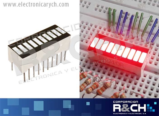 [LD-SHB10R] LD-SHB10R LED bargraph 10 segmentos rojo
