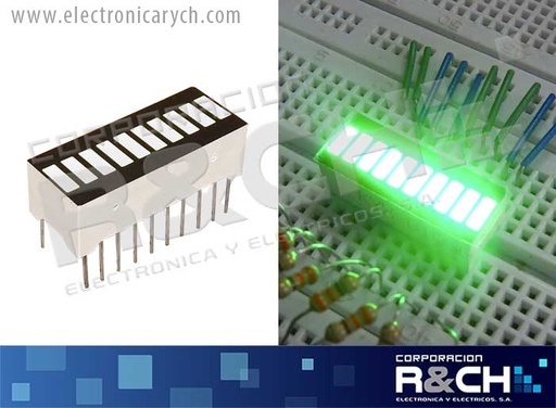 [LD-KYXB10GG] LD-KYXB10GG LED bargraph 10 segmentos verde brillante