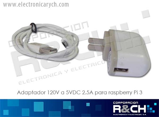 [AD-ZE25] AD-ZE25 adaptador 120V a 5VDC 2.5A para raspberry Pi 3