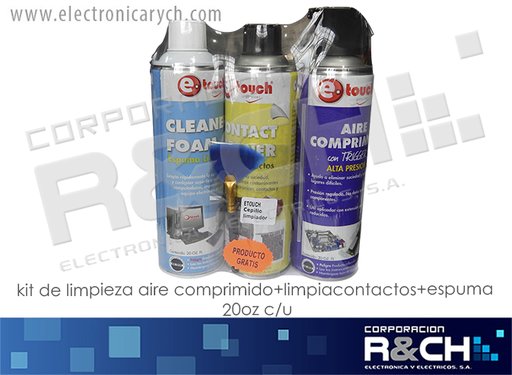 [S-EX8] S-EX8 Kit de Limpieza Aire Comprimido - Limpiacontactos - Espuma 20oz c/u