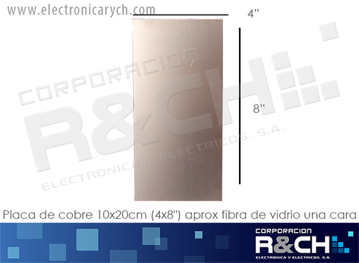 [PC-C7F] PC-C7F Placa de Cobre 10x20cm (4x8") Aprox Fibra de Vidrio Una Cara