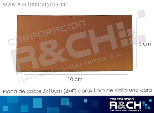 [PC-C2F] PC-C2F placa de cobre 5x10cm (2x4") aprox fibra de vidrio una cara