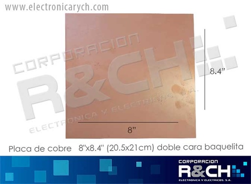 [PC-C8D] PC-C8D placa de cobre 8"x8.4" (20.5x21cm) doble cara baquelita