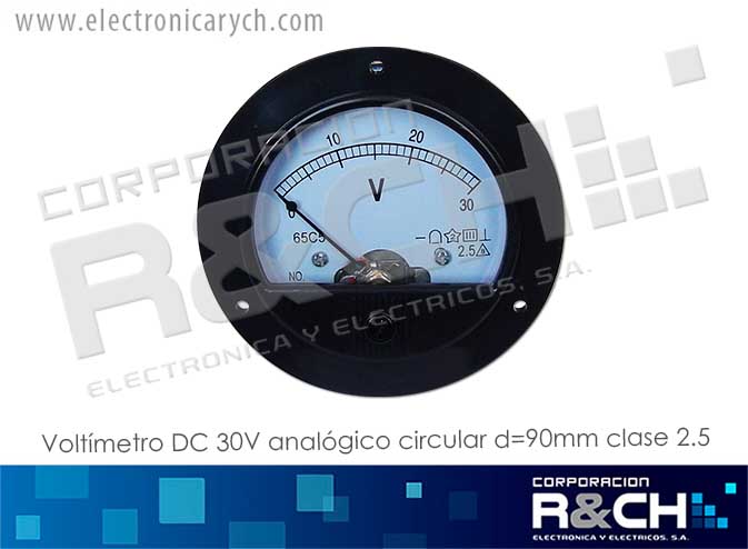 VDC65DC voltimetro DC 30V analogico circular d=90mm clase 2.5