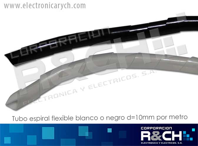 TB-ES10 tubo espiral flexible blanco o negro d=10mm por metro