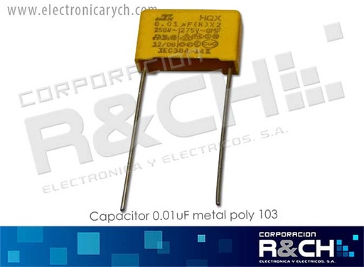 [CC-0.01U/275] CC-0.01U/275 capacitor 0.01uF Metal Poly 103