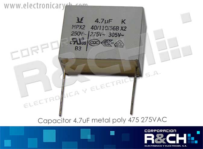 CC-4.7U/275 capacitor 4.7uF metal poly 475  275VAC