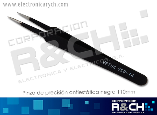 [H-ESD14] H-ESD14 pinza de precisión antiestatica negra 110mm