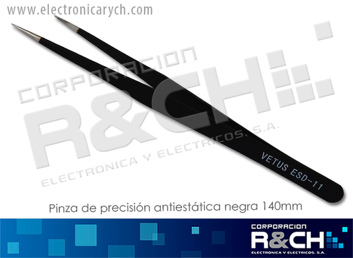 [H-ESD11] H-ESD11 pinza de precisión antiestatica negra 140mm
