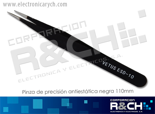 [H-ESD10] H-ESD10 pinza de precisión antiestatica negra 110mm