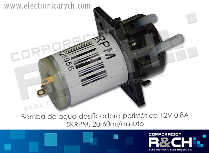 BB12V5KRPM bomba de agua dosificadora peristatica 12V 0.8A 5KRPM. 20-60ml/minuto