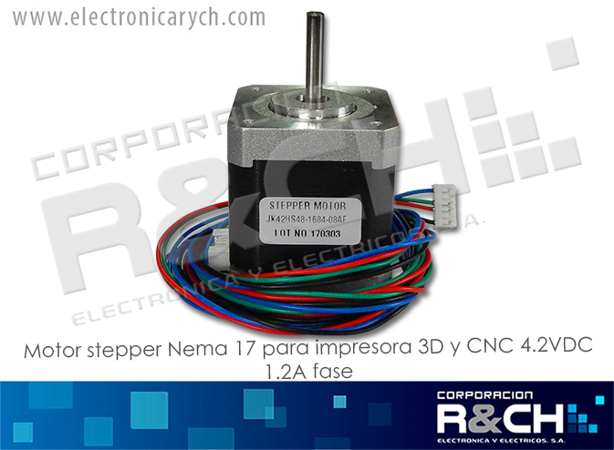 MT-N1742B Motor Stepper Nema 17 para Impresora 3D y CNC 4.2VDC 1.2A fase