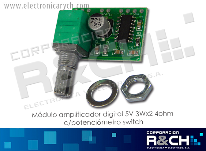 MD-PAM8403 modulo amplificador digital 5V PAM8403 3Wx2 4ohm c/potenciometro switc