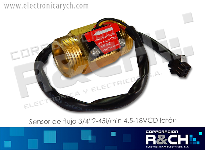SEN-FC sensor de flujo 3/4&quot;  2-45L/min 4.5-18VDC laton